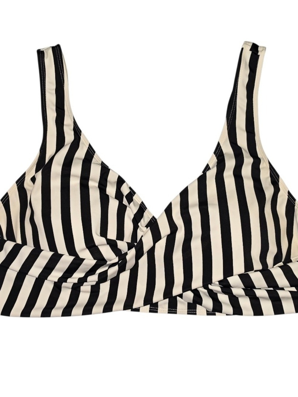 K Jordan Black White Striped Bikini Top Size 1X